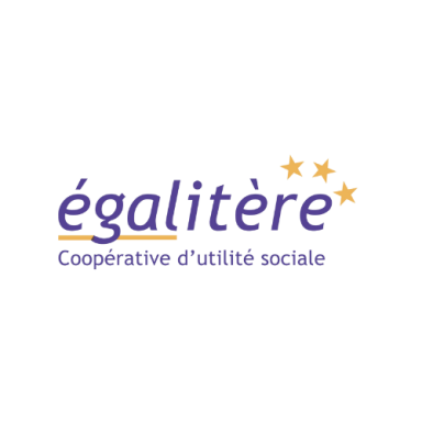 Logo SCOP Egalitere png violet jaune coopérative d'utilité sociale